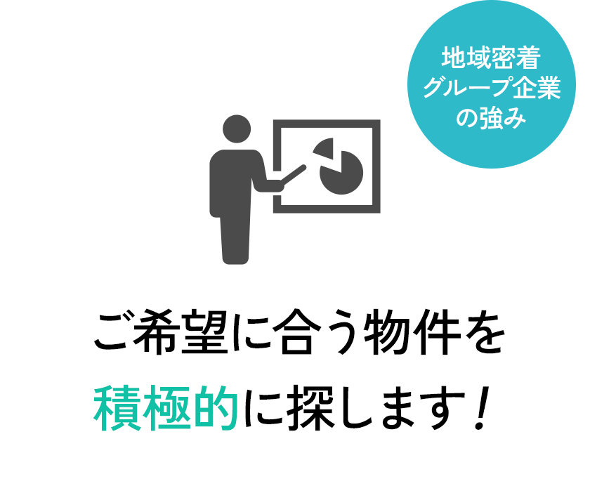 ご希望に合う物件を積極的に探します！